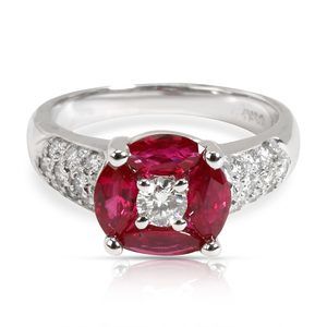 Marquise Ruby & Diamond Gemstone Ring in 14K White Gold 0.5 CTW